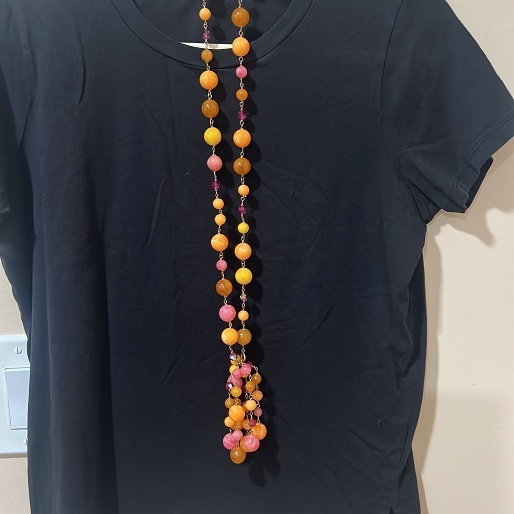 Glass beaded vintage tassel necklace